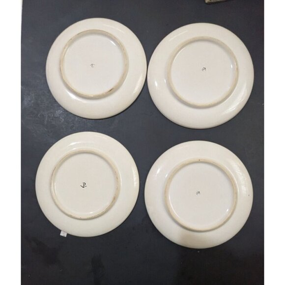 Paul Vogt salad dessert plates 8" Rooster floral design Red Farmhouse set of 4 - Picture 8 of 9